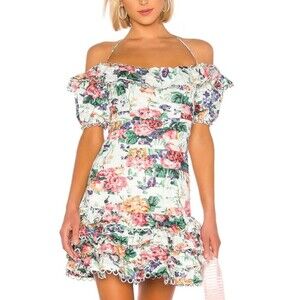zimmermann tallow plunge mini dress Zimmermann Tallow Plunge Mini Dress Pink Multi Floral Size AU 8
